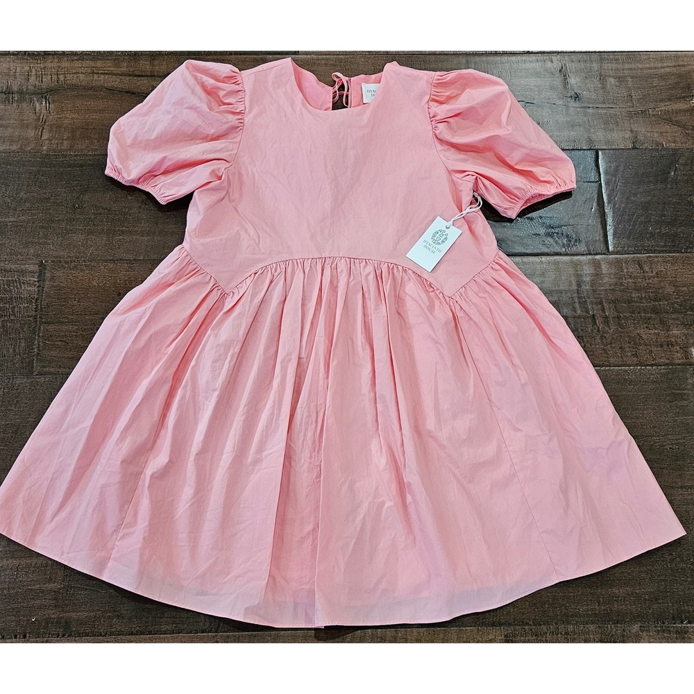 Hyacinth House Pink Puff Sleeve Mini Dress Babydoll Short Sleeve Small NWT - Picture 3 of 15
